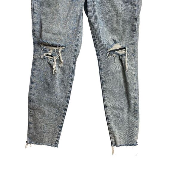 Old Navy OG Straight Jeans Women's Size 0P High Rise Light Wash Distress Ripped - Picture 6 of 12